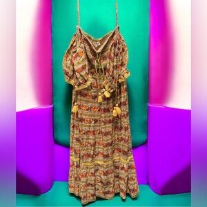 BARKO Colorful Striped Maxi Dress LARGE pit to pit 16in length 51in CAN STRETCH